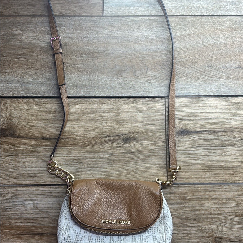Michael Kors Brown and Cream Crossbody Bag